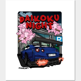 R35 GTR Godzilla Daikoku Night Racing Posters and Art